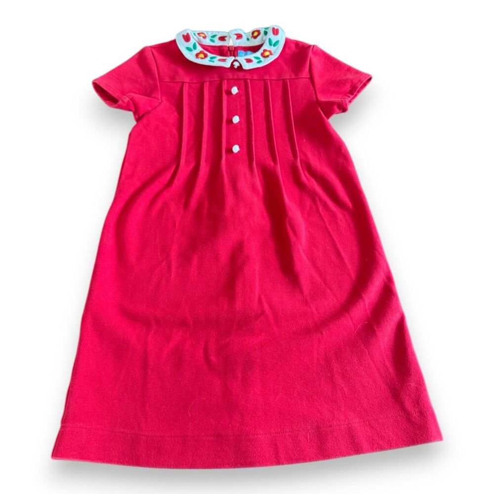 Little Bird by Jools Oliver Retro Embroidered Collared Red A Line Dress 7-8